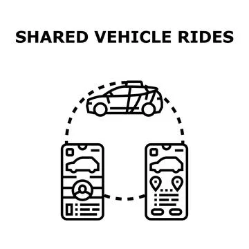 People sharing vehicle rides using mobile booking application Stock Illustration