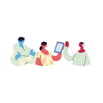 People sharing work methods online Stock Illustration