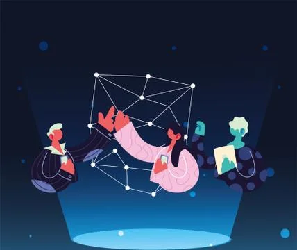 People sharing work methods online 스톡 일러스트