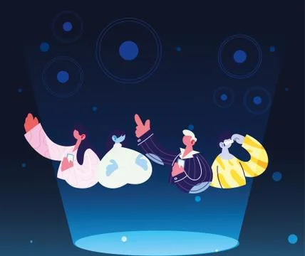 People sharing work methods online Illustrazione stock