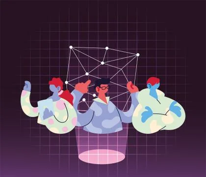 People sharing work methods online Illustrazione stock