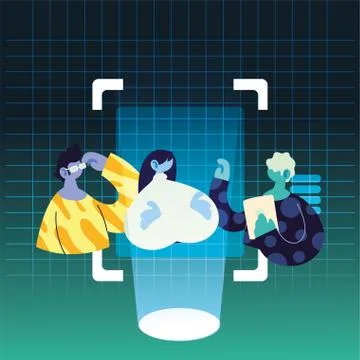 People sharing work methods online Illustrazione stock