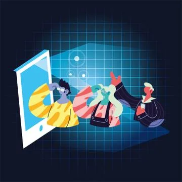 People sharing work methods online Stock Illustration