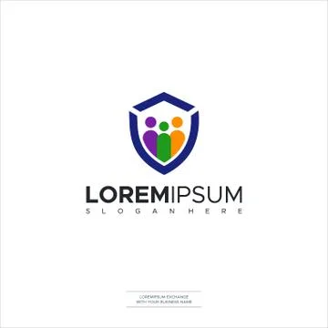 People Shield Logo Vector Template Design Stock Illustration