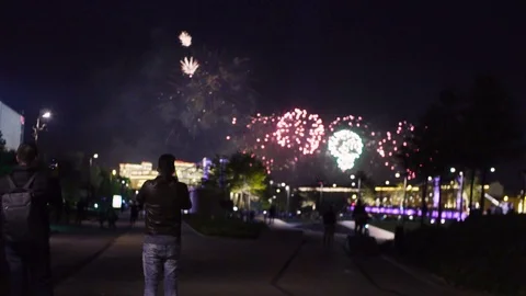People shooting firework show Video stock 89719032