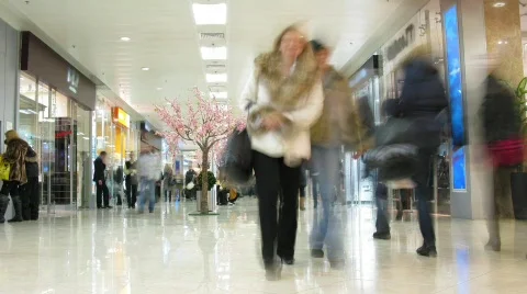 People in shopping corridor time lapse Stock Footage
