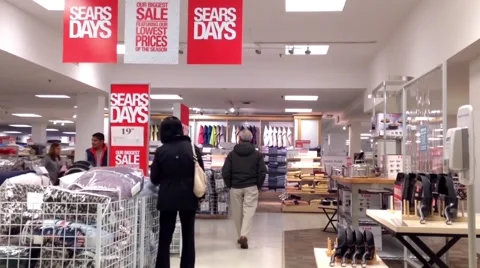 People shopping inside Sears store Stock Footage 49508844