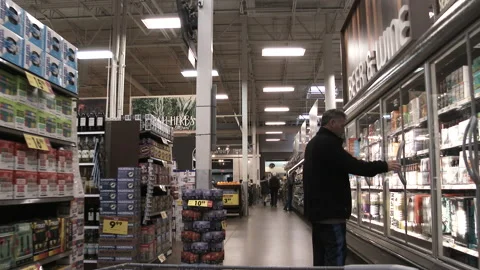People Shopping At Large Grocery Market Stock Footage 172203628