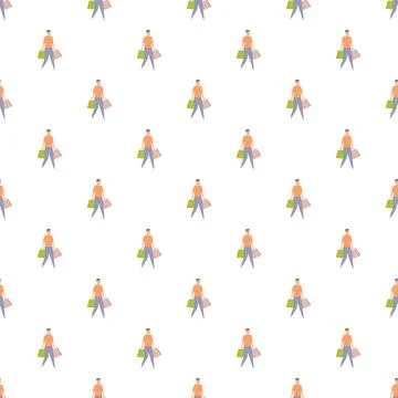 People shopping seamless pattern retail business concept Stock Illustration