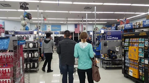 People shopping at Walmart supermarket store Stock Footage 59758990