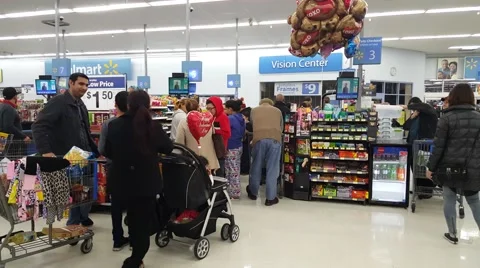 People shopping at Walmart supermarket store Stock Footage 59758993