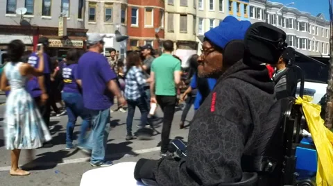 People show unity during a peace march in Baltimore, MD. Stock Footage 62533702