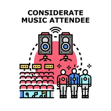 People showing considerate audience behavior at music event Stock Illustration