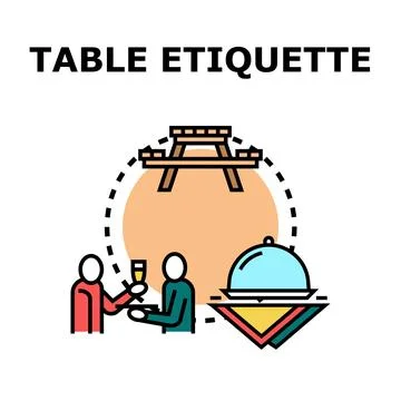 People showing table etiquette for dining service Stock Illustration