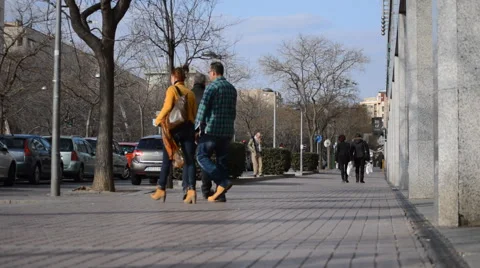 People on the Sidewalk Stock Footage 47234688
