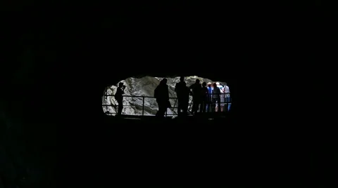 People Silhouettes in Cave Stock Footage 62784534
