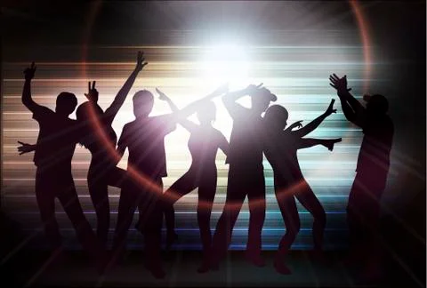 People silhouettes dancing Stock Illustration