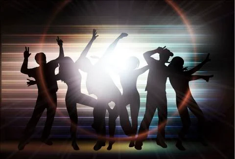 People silhouettes dancing Stock Illustration