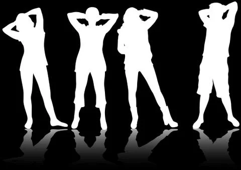 People silhouettes Stock Illustration