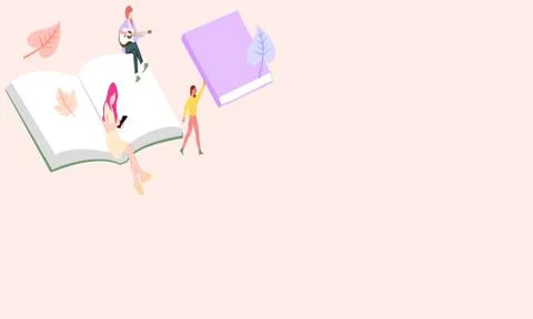 People sit on an open book, vector graphics Stock Illustration