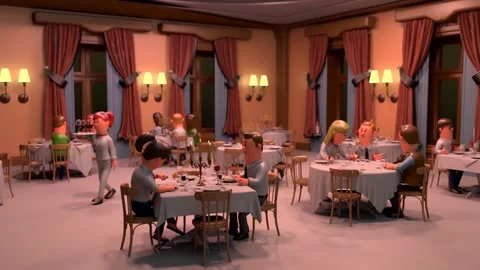 People Sitting and Having Dinner at a Luxury 5 Star Hotel Видео 260688914