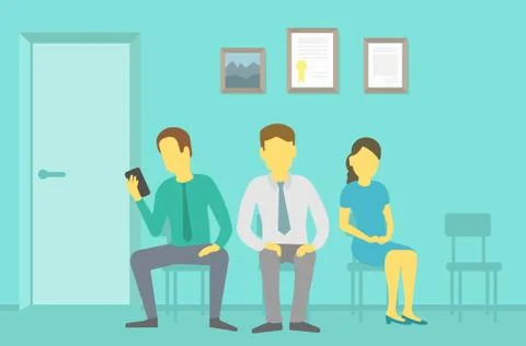 People sitting and waiting in the queue Stock Illustration
