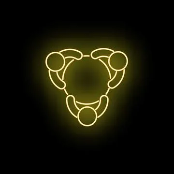 People sitting around table collaborating neon icon Ilustración de archivo