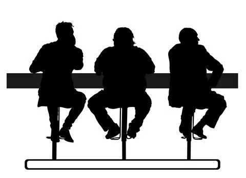 People sitting in bar and drinking alcohol beverage vector silhouette Stock Illustration