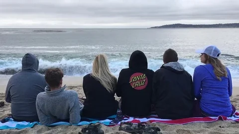 People sitting on Beach   Timelapse Video stock 71587647