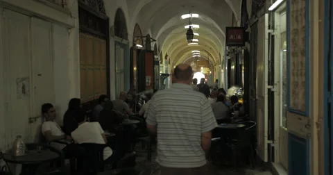 People Sitting in a Cafe in Tunis Stock Footage 61302860