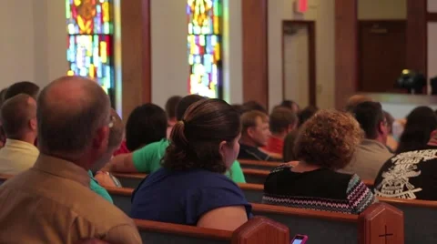 People Sitting In Church Service Stock Footage