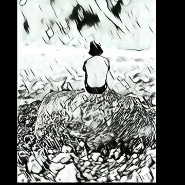People sitting on river rocks イラスト素材