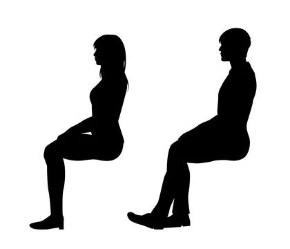 People sitting side view silhoutte. Ilustração Stock