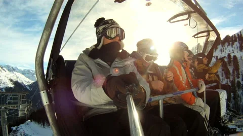 People sitting in a skilift Stock Footage 3149666