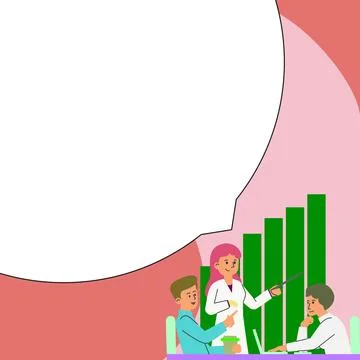 People sitting at table discussing latest news. White dialogue bubble contains Illustrazione stock