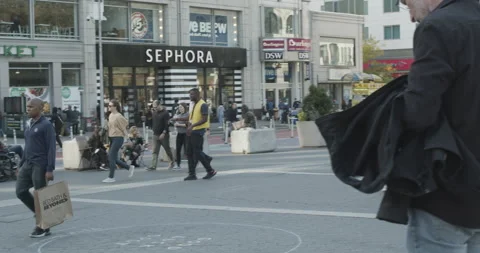 People sitting at Union Square steps. Stock Footage 223277118