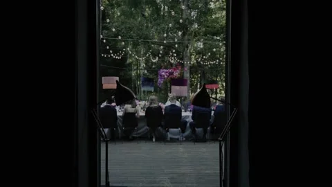 People sitting on the wedding table Stock Footage 232486240