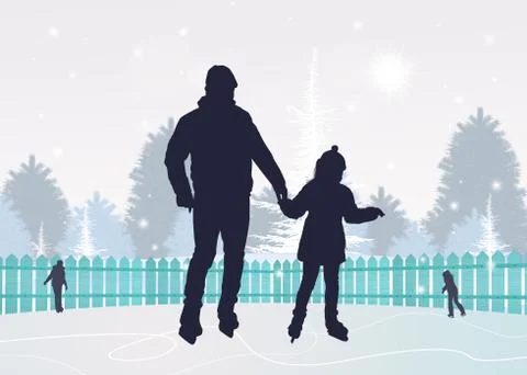 People skate on the ice Stock Illustration
