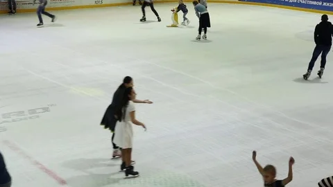 People skate on the ice rink Stock Footage 70123007