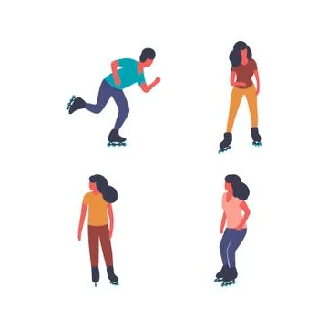 People Skating Stock Illustration