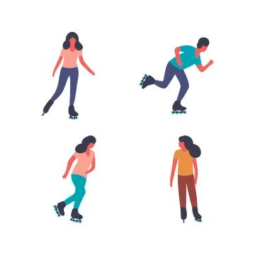 People Skating Stock Illustration