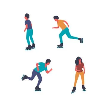 People Skating Stock Illustration