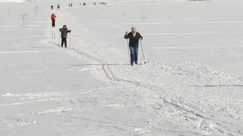 The people skiing in the winter Stock Footage 36644127