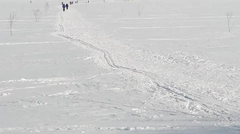 The people skiing in the winter Stock Footage 36645014