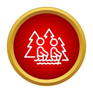 People skiing in winter forest icon symbol Stock Illustration