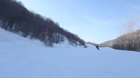 People skiing at a winter resort 4 Video stock 331090784