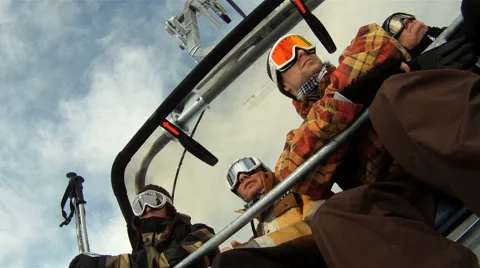 People in a skilift Stock Footage 3074485