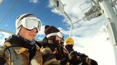 People in a skilift Stock Footage 3074502
