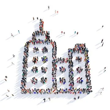 People skyscraper shape 3d Stock Illustration
