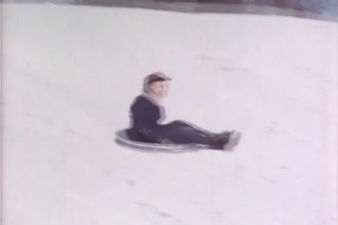 People Sledding Stock Footage 24753870